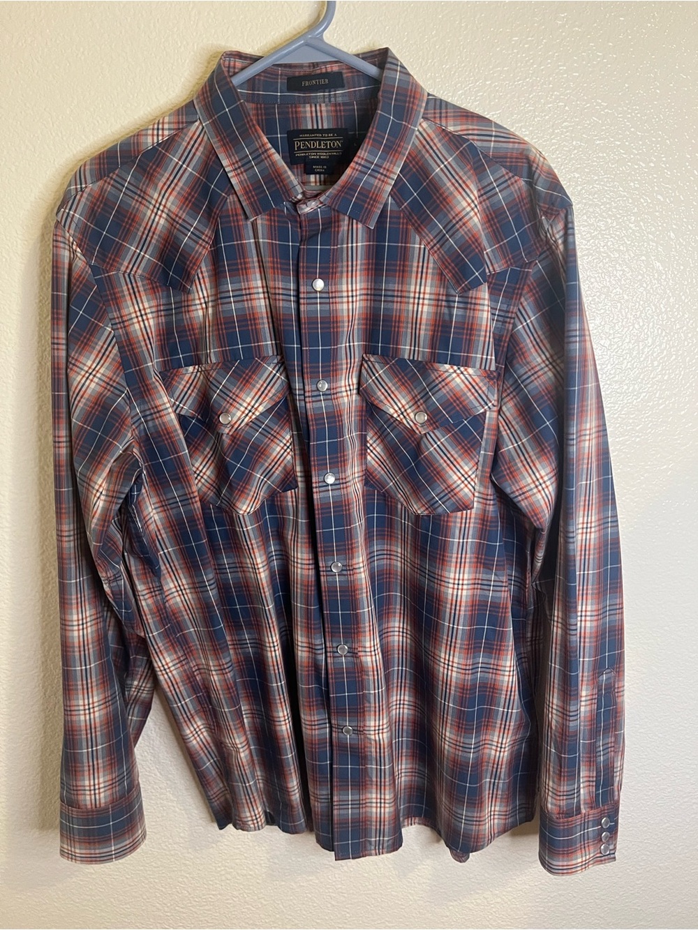 Pendleton Navy and Red Plaid Western Button-Down Shirt